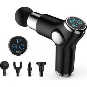 Mini Massage Gun Professioneel – Facial Gun - 4 Opzetstukken – Inclusief koffer – Oplaadbaar – 32 Standen – 2000 mAh Baterij - Zwart