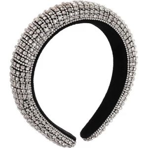 Glitter Diadeem - Glitter Haarband Diamantjes Tiara Glamour Gala Dames Meisjes - Zilver