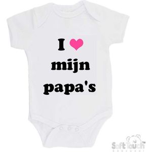 100@ katoenen Romper ""I mijn papa's"" Unisex Katoen Wit/zwart/roze Maat 62/68