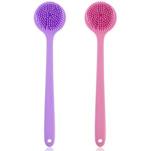 JGS ® Ergonomische Siliconen Lichaamsborstel met Lange Handgreep voor Douche en Massage