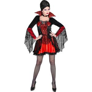 Widmann - Vampier & Dracula Kostuum - Verleidelijke Vampier Sandra Sukovic - Vrouw - Rood, Zwart - XS - Halloween - Verkleedkleding