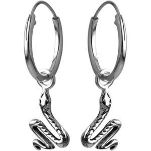 Zilveren oorbellen | Oorring met hanger | Zilveren oorringen met hanger, slang