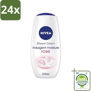 Nivea - Shower Indulgent Moisture Rose Douchecrème - 250 ml - Voordeelverpakking - 24 stuks - NIVEA douchecrème - Hydraterende douchecrème