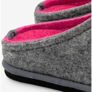 Loewenweiss Lowenweiss Easy Bicolore - Handgemaakte Pantoffels Gekookte Wol - Grijs / Fuchsia GRIJS - Maat 37