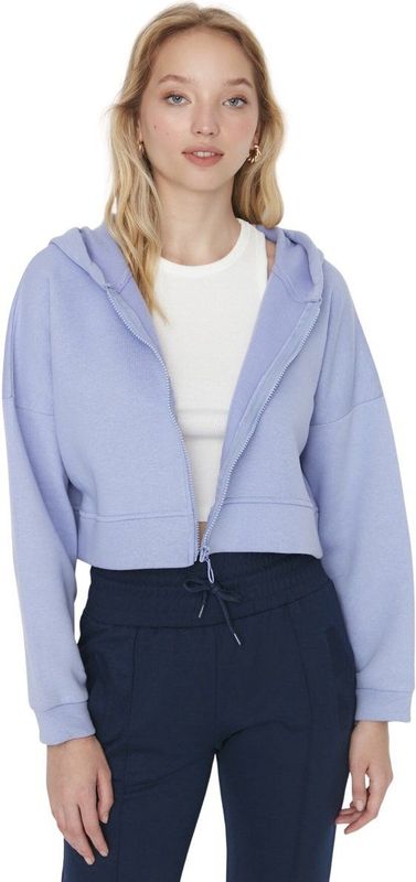 Trendyol Ecru Basic Gebreid Sweatshirt Met Rits Capuchon En Fleece Aan De Binnenkant Twoaw20Sw0660
