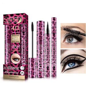 2in1 Mascara & Eyeliner | Waterproof  | Volume mascara | Verlengende Lengte mascara | Zwarte mascara | Mascara voor langere wimpers| 36H Lasting| Waterproof Mascara | 4D Technologie Zijdevezel Vloeibare Eyeliner + Volume Wimper Krul Effect Zwart