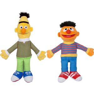 Sesamstraat knuffels - Bert en Ernie - stof - 38/44 cm groot - pluche poppen