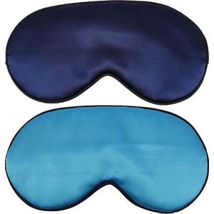 Slaapmaskers Extra Zacht Satijn – 2 Stuks - Blauw & Licht Blauw - Thuis - Slaapmasker - Verduisterend - Onderweg - Vliegtuig - Festival - Slaapcomfort - oDaani