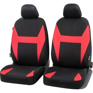 Autostoelhoes voor 2 voorstoelen, universele autostoelhoezen, polyester, autostoelhoezen voor normale stoelen, autostoelhoezen zwart-rood