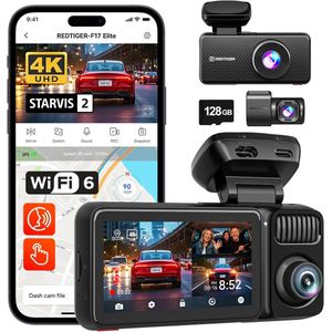 Dashcam 4K met 3 Kanalen, Nachtzicht, GPS en WiFi