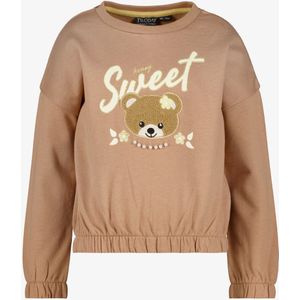 TwoDay meisjes sweaters met beertje en kralen bruin - Maat 122/128