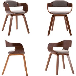 vidaXL Eetkamerstoel gebogen hout en stof taupe - Eetkamerstoel - Eetkamerstoelen - Eetzaalstoel - Eetzaalstoelen