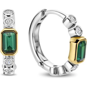 TI SENTO Dames Oorbellen - 925 zilver - Smaragd - 7975EM