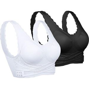 Dames ondergoed Strech Duenn Push up Yoga Sports BH Bra Top Set voor fitnesstraining bekleding 2-/3-pack - kleuren zwart en wit - maat XL