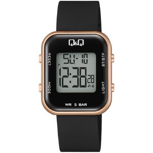 Q&Q model m207j004y-dameshorloge-digitaal- zwart/rose-2 tijden-stopwatch-alarm-backlight-datum-5 bar waterdicht
