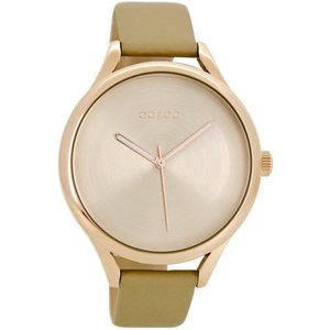 OOZOO Timepieces - Rosé goudkleurige horloge met zand leren band - C8630