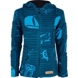 Dames Vest van Katoen met Polyester Fleece voering en vaste capuchon - SHAKALOHA - W Seabreeze BlueSky L