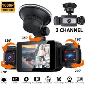 Auto Dashcam - Uitgerust met 3 lenzen - Full HD 1080P - Groot dynamisch bereik en nachtzicht - 270° drie kanalen - Loop-opname