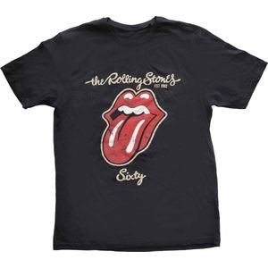 The Rolling Stones - Sixty Plastered Tongue Heren T-shirt - S - Zwart