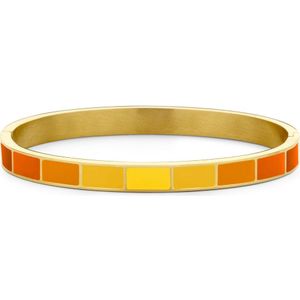 CO88 Collection 8CB-91200 Stalen Armband met Emaille - Oranje tinten - 6 mm - 58x49mm - Staal - Goudkleurig