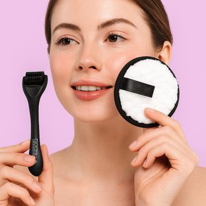 Family Pack 3x Dermaroller met 3x Gezicht Spons - Titanium - 540 Micro-Needle 0.5mm Dermaroller - baardroller | Skin Roller | Gezichts- en huidverzorging | Huidverjonging | Steriel verpakt | Diodella