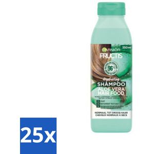 25 x Garnier - Fructis Hair Food Aloe Vera - Shampoo - Normaal tot Droog Haar - 350 ml - Aloe Vera Shampoo - Droog Haar - Normaal Haar - Hydratatie - Vegan Shampoo