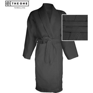 The One Towelling Hotel Waffle Badjas - Kamerjas - 100% Katoen - L/XL - Antraciet