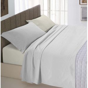 Italian Bed Linen - Beddengoedset - Lichtgrijs/Crèmekleurig - Voor Frans Bed
