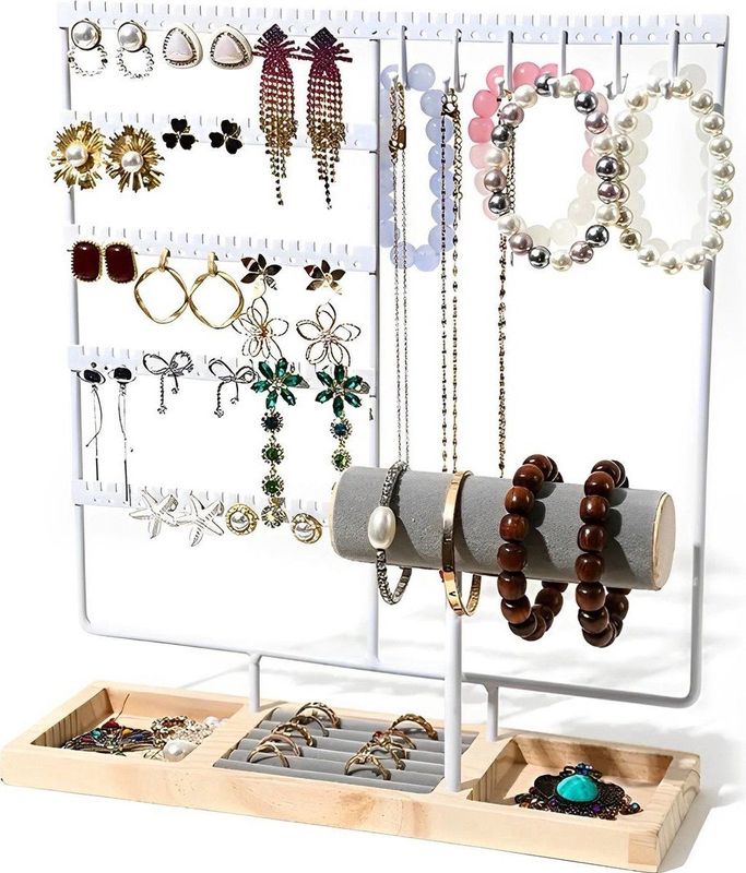 Galeara design - Sieradenhouder - Wit - Toren-sieradenstandaard met Armbandhouder