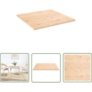 The Living Store Tafelblad vierkant 80x80x2,5 cm massief grenenhout - Houten Tafelblad - Grenenhout Tafelblad - Vintage Tafelblad - Landelijke Tafelblad - Eetkamertafel