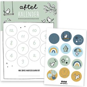 Aftelkalender A4 | groen | incl. 12 stickers | Thuismusje