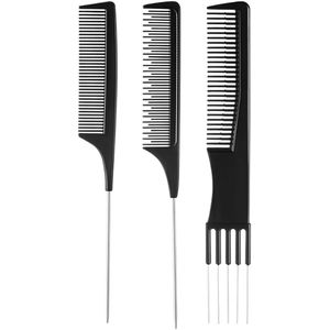 3pcs Haar Kam - Fijne Kam - Ratstaart Kam - Koolstofvezel Haar Snijkam - Antistatisch - Duurzaam