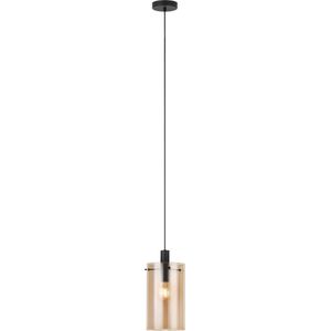EGLO Polverara Hanglamp - 1 lichts - Ø18 cm - E27 - Glas - Zwart