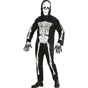 Widmann - Spook & Skelet Kostuum - Mr. Skeleton Rontgen Kostuum Man - Zwart / Wit - Small - Halloween - Verkleedkleding