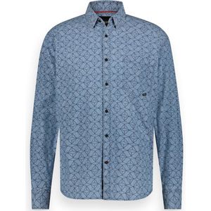 Twinlife Heren chambray allover print - Overhemden - Lichtgewicht - Sterk - Blauw - 4XL