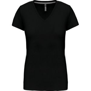 T-shirt Dames S Kariban V-hals Korte mouw Black 100% Katoen