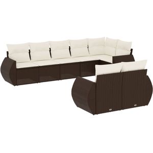 vidaXL Loungeset 8-delig - Poly Rattan - Bruin Tuinbank - Lounge Set - Buitendrank - Tuinset - Poly Ratan