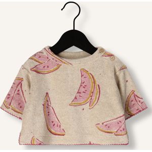 PLAY UP Printed Plush Sweater Tops & T-shirts Unisex - Shirt - Ecru - Maat 68