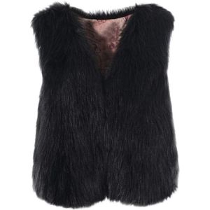 Dames Winter Warm Faux Fur Cardigan Jas - Korte Fleece Vest - Comfortabele Mouwloze Winter Top met V-Hals