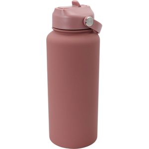 Thermos Drinkfles - Isolerende Waterfles met Draaibare Drinktuit - Houdt Koud Drinken Écht KOUD - Royal Pink - Drinkfles voor Volwassenen met Handvat - 1 liter inhoud - Royaal Roze