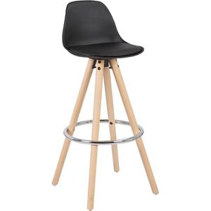 Néos® Barstoel - 1 Stuk - Industrieel design - Kunstleer/Hout - Zwart - 38.5x33x96.5cm