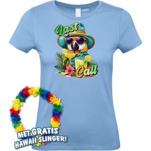 Dames t-shirt Last Call to Relax | Toppers in Concert 2024 | Club Tropicana | Hawaii Shirt | Ibiza Kleding | Lichtblauw Dames | maat XS