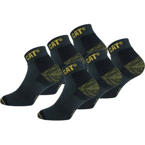 Caterpillar 6 Paar Premium Sneaker Werksokken - Enkelhoogte - Dubbele Versterkt op Hiel en Teen - Katoen Antraciet, 39-42