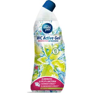 Ambi Pur WC Active Gel - Lime & Ice - Desinfectie & Frisheid -Toiletreiniger 750ml