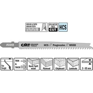 CMT JT234X-5 decoupeerzaag HCS 90 x 116 mm. 12tpi (hard/zacht hout, multiplex, spaanplaat, beplakte plaat)