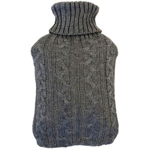 Warmwaterkruik met Gebreide Hoes - Extra Comfortabel - Donkergrijs