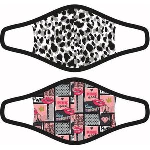 2 Herbruikbare mondkapjes voor kinderen (10-16 jaar) Lips/Leopard