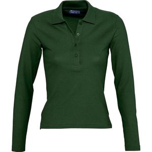 SOLS Dames/dames Podium Lange Mouw Pique Katoenen Polo Shirt (Bosgroen)
