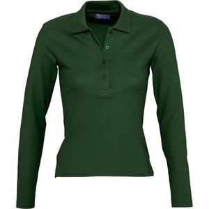 SOLS Dames/dames Podium Lange Mouw Pique Katoenen Polo Shirt (Bosgroen)