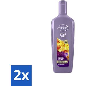 2 x Andrélon - Oil & Curl - Shampoo - 300 ml - Krullen Shampoo - Krullend Haar Shampoo - Haarverzorging Krullen - Anti-pluis Shampoo - Voedende Shampoo